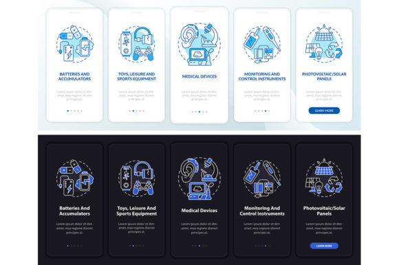 E-scrap Types Onboarding Mobile App Page Review