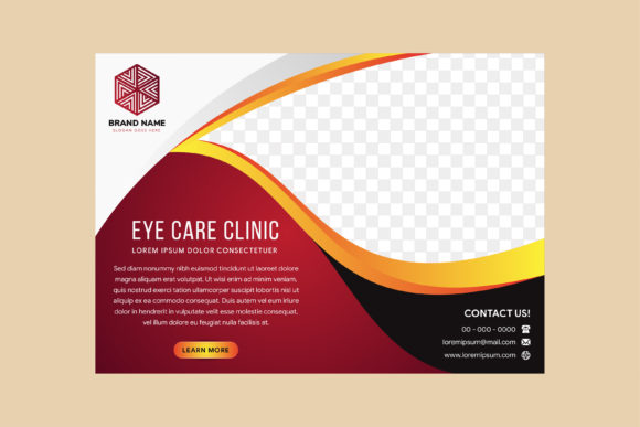 Eye Care Red Yellow Horizontal Flyer