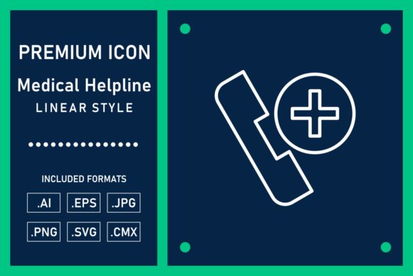 Medical Helpline Linear Vector Icon: Embroidery Review