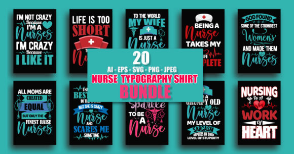 Nurse Typography Shirt Bundle