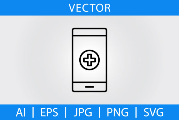 Vector Medical App Line Icon in Embroidery Projects