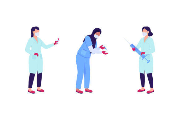 Women Doctors with Syringes Characters – A Designer’s Review